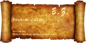 Beutum Zalán névjegykártya